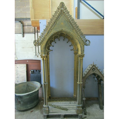 559 - A monumental and impressive 19th century continental gothic brass ecclesiastical tabernacle type scu... 