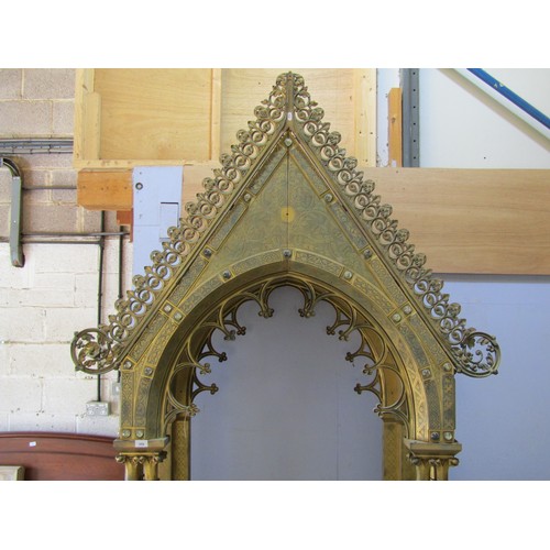 559 - A monumental and impressive 19th century continental gothic brass ecclesiastical tabernacle type scu... 