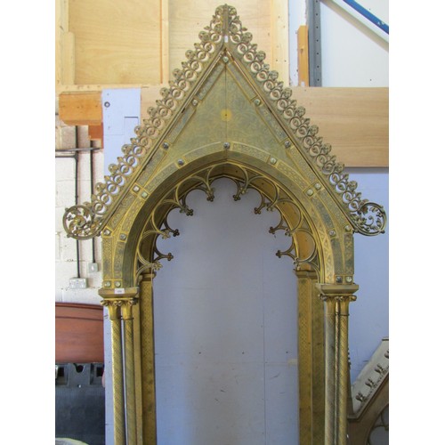 559 - A monumental and impressive 19th century continental gothic brass ecclesiastical tabernacle type scu... 