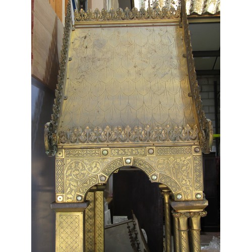 559 - A monumental and impressive 19th century continental gothic brass ecclesiastical tabernacle type scu... 