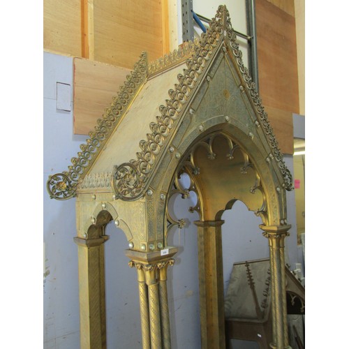 559 - A monumental and impressive 19th century continental gothic brass ecclesiastical tabernacle type scu... 