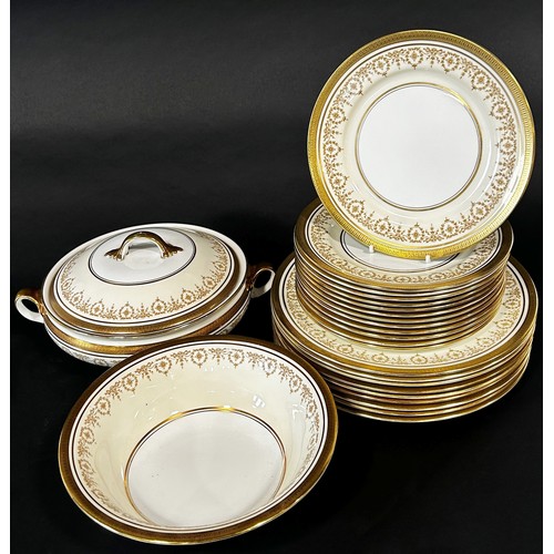 1 - Aynsley Golden Dowery tea and dinner wares including tureens, coffee pot, etc, 10 dinner plates, 19 ... 