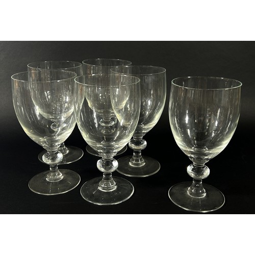 84 - A set of six oversized wine glasses or sundae glasses with baluster stem, 20cm high x 10cm diameter.