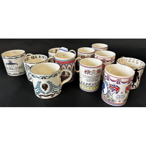 66 - A collection of Wedgewood Jasperware tankards showing Royal residences (6) together with a further c... 