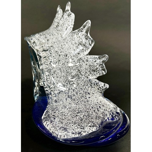 94 - A Teign Valley Glass Crest Wave handmade sculpture 30cm x 25cm.