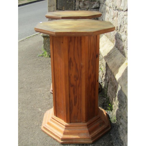 1148 - Pair of octagonal pedestals in pine, 75cm high