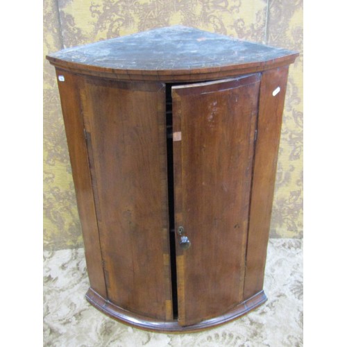 1163 - A Georgian mahogany bow front hanging corner cupboard