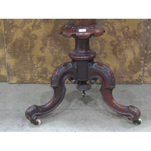 1199 - A Victorian walnut and burr walnut trumpet shaped work table with fitted interior on tripod base