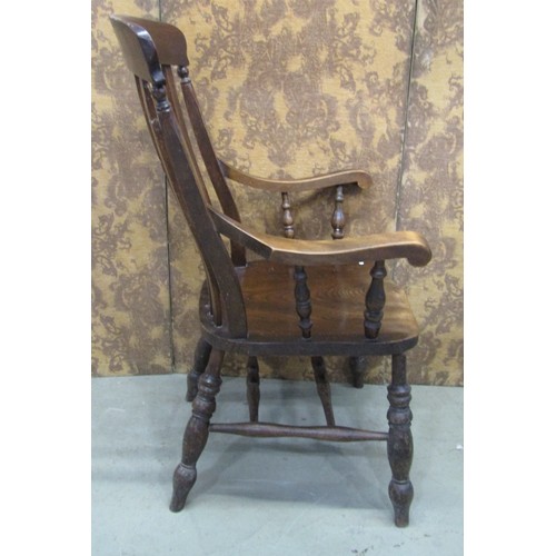 1232 - A Windsor lathe back chair with wide body and elm seat