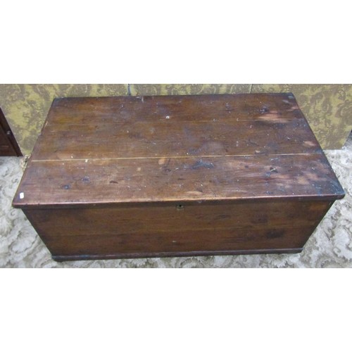 1154 - A Victorian large stained pine seaman's  chest with hinged lid and rope twist side carrying handles,... 