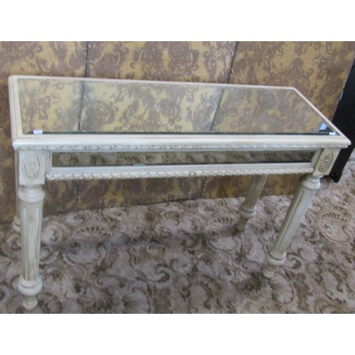 1181 - A contemporary reproduction hall / pier table with painted finish and inset bevelled mirrored panels