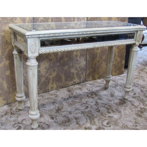 1181 - A contemporary reproduction hall / pier table with painted finish and inset bevelled mirrored panels