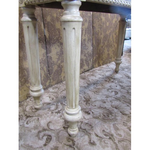 1181 - A contemporary reproduction hall / pier table with painted finish and inset bevelled mirrored panels