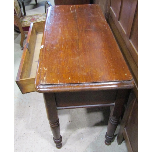 1187 - A Victorian stained pine side table of rectangular form with moulded outline over a frieze drawer ra... 