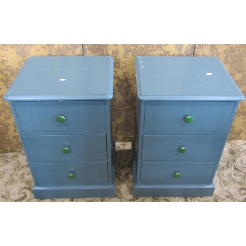 1249 - A pair of bedside chests each fitted with three drawers, together with a further pair of open cupboa... 