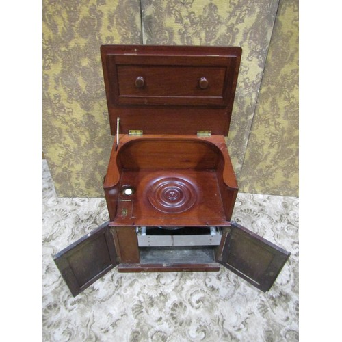 1257 - A Victorian mahogany commode with blue and white transfer printed bowl by R J Wiss, patentee 87 St M... 