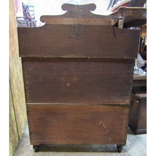 1266 - A narrow Regency mahogany side cupboard with raised back over a pair of rectangular panelled doors e... 