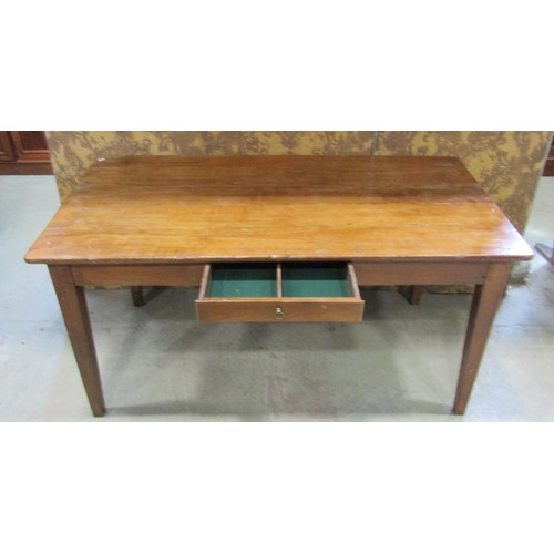 1274 - A French cherrywood farmhouse table with frieze drawer on square tapered legs, 150cm x 80cm