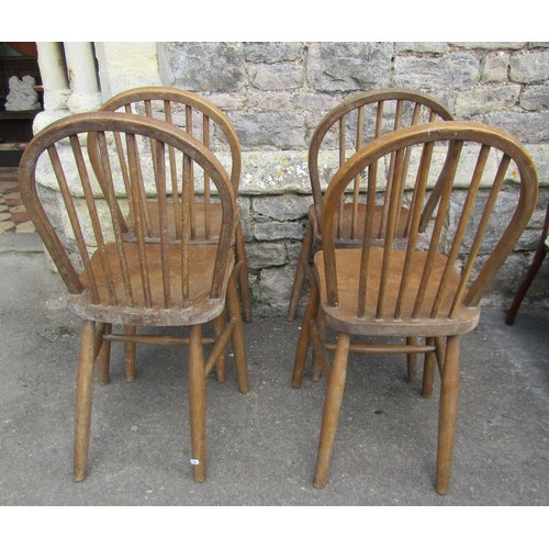 1226 - Four vintage hoop back kitchen chairs with elm seats