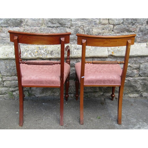 1217 - Set of six (4+2) Regency style dining chairs with rope twist splats by Brights of Nettlebed