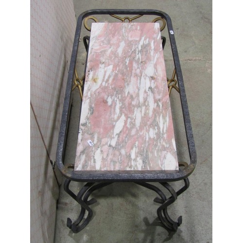 1143 - An iron and marble occasional table