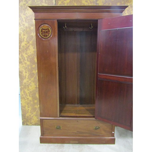 1169 - Three piece Art Nouveau bedroom suite comprising wardrobe, dressing chest and washstand, all with fl... 