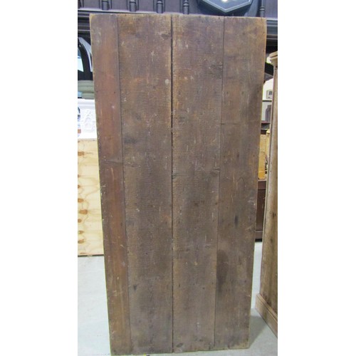 1157 - A 19th century stripped and waxed pine food/side cupboard enclosed by two panelled doors, with shelv... 