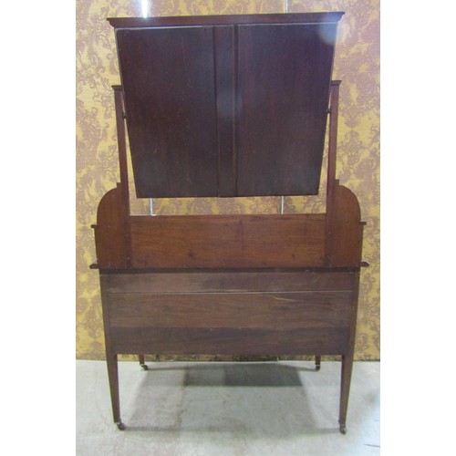 1169 - Three piece Art Nouveau bedroom suite comprising wardrobe, dressing chest and washstand, all with fl... 