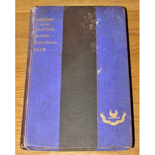 A Clifton Rugby book - 'History of the Clifton Rugby Football Club' 1872 - 1909 by Frank c Hawkins, inscribed within by Michael Martyn Curtis, December 1913 born Montpelier 1853, who was on the original establishing committee (copy 7/200)