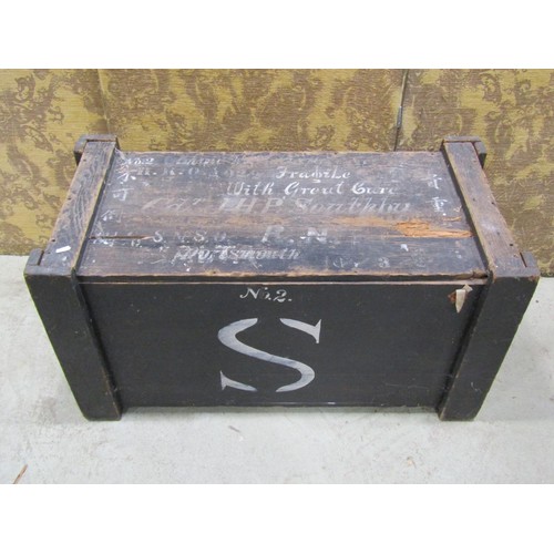 1186 - Two vintage pine packing crates, with painted finish