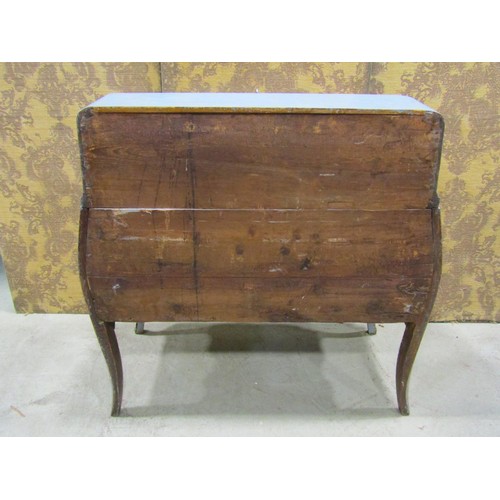 1195 - A small 19th century continental over-painted and scraped writing desk/bureau, 100cm wide