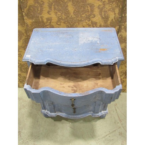 1192 - A diminutive 19th century Scandinavian blue painted and scraped commode four drawers, 60cm wide x 77... 