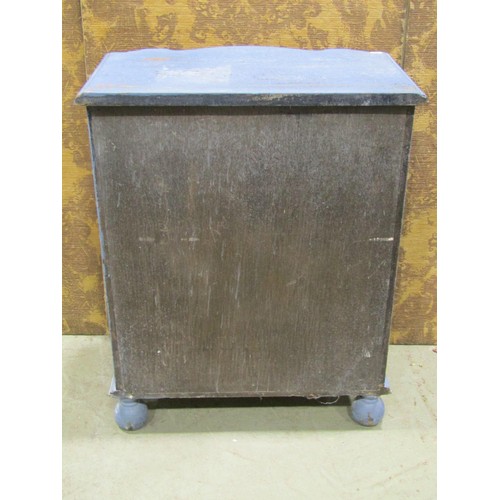 1192 - A diminutive 19th century Scandinavian blue painted and scraped commode four drawers, 60cm wide x 77... 