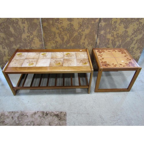 1152 - Two teak tiled tables (one large, one small)