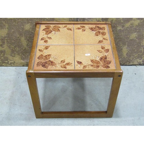 1152 - Two teak tiled tables (one large, one small)