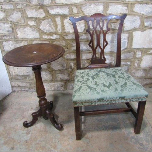 1105 - 19th century Walnut occasional table on turned pillar, together with a Georgian mahogany dining chai... 