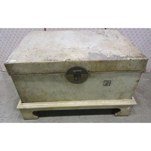 1127 - A Chinese vellum trunk on stand