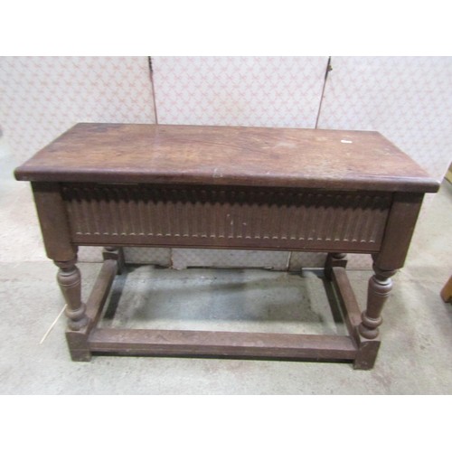 1184 - A late Victorian walnut organ stool with box set and turned  supports, 100cm wide