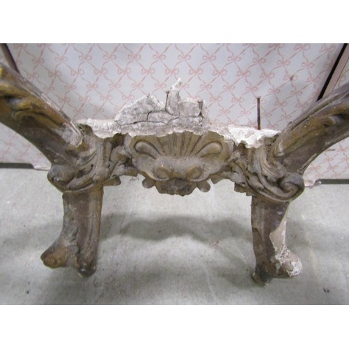 1054 - A large carved and gilded electrolier (dismantled) column height 1m approx, a pair of carved iron sc... 