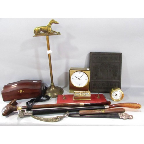 559 - Misc collection of items to include an ebony letter opener with a silver dogs head mount, two Tiffan... 