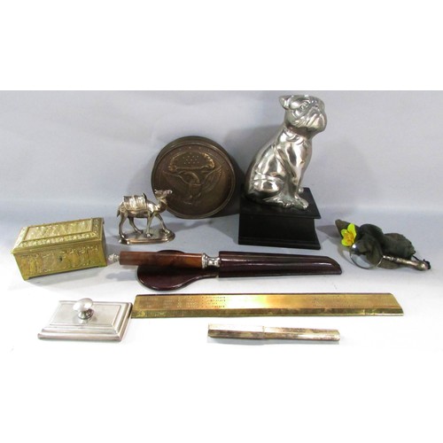 559 - Misc collection of items to include an ebony letter opener with a silver dogs head mount, two Tiffan... 