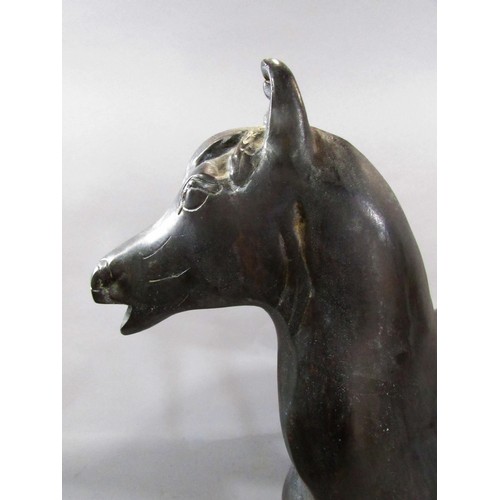 560 - A bronze study of horse, alert, with ears pricked, 38.5 cm high x 33cm (plinth)