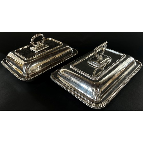 122 - A good selection of quality silver plate table ware, including two tureens with removable handles, a... 