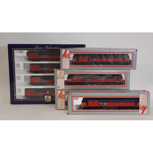 862 - Four boxed 00 gauge Class 47 diesel locomotives and a pack of 4 coaches all by Lima in Rail Express ... 