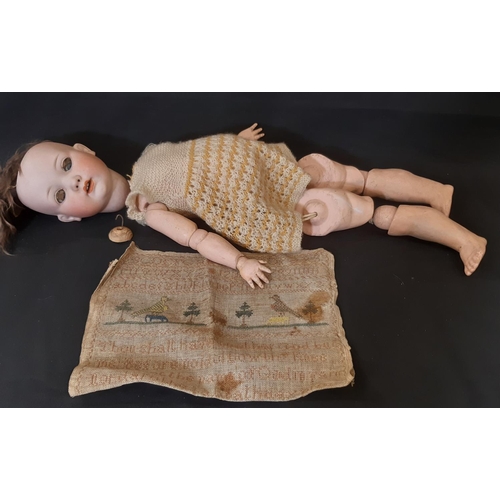 869 - Early 20th century German bisque head doll 'Melitta' by Edward Edelmann ' with closing blue eyes, op... 