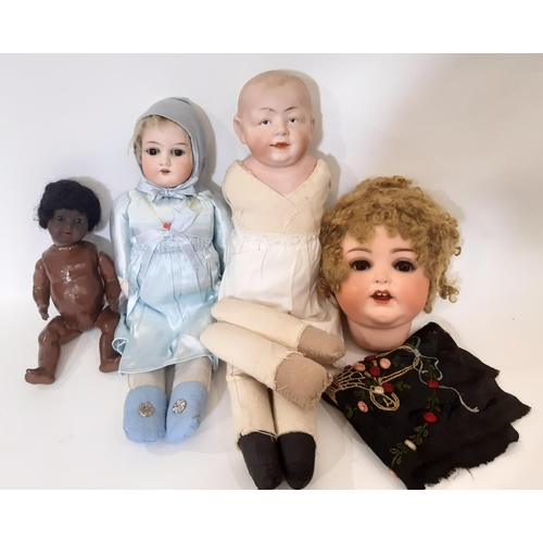 871 - 4 early 20th century bisque head dolls including a shoulder head 'Kaiser Baby' type character boy do... 