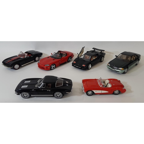 889 - Ten 1:18 scale boxed model sports cars including Bugatti, Mustang and Ferrari  by Maisto, Jouef, Bur... 