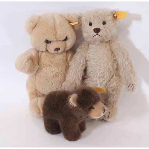 891 - Three Steiff toys all with yellow tag and pin in ear comprising Classic Mohair Teddy 005350 26cm, Pe... 