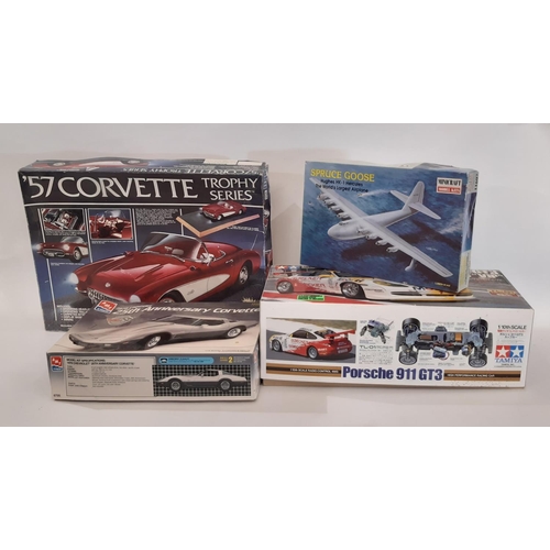 898 - 3 vintage boxed model kits comprising '57 Corvette by MPC, 1978 25th Anniversary Corvette by AMT/ERT... 