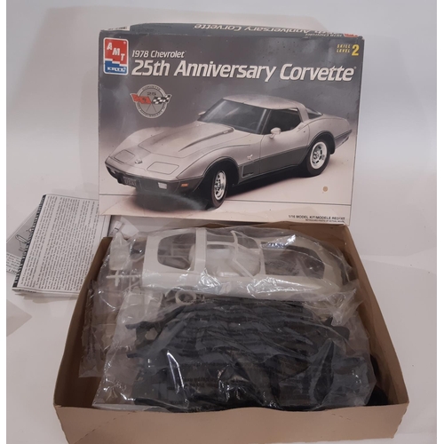 898 - 3 vintage boxed model kits comprising '57 Corvette by MPC, 1978 25th Anniversary Corvette by AMT/ERT... 